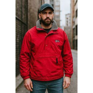 Gear For Sports Pullover Anorak Jacket Red XL Fleece-Lined Vintage Retro